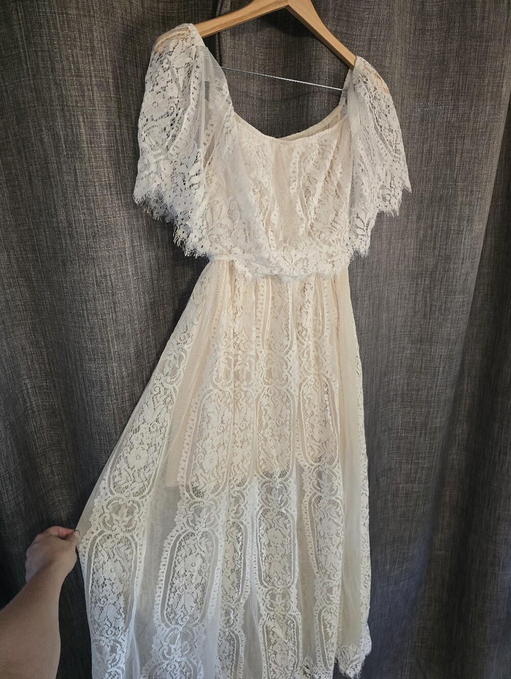 Baltic Born Caroline Off White Boho Lace Maxi Dress In XL - Picture 3 of 9